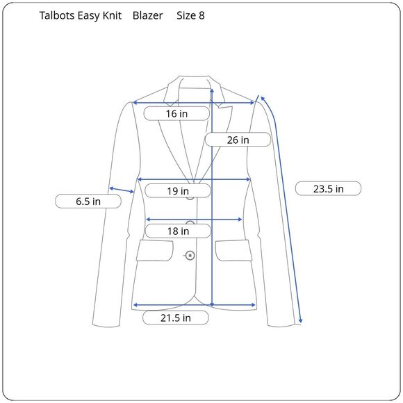 Talbots Easy Knit Blazer Stretch Twill Blue Womens 8 Polka Dot Lining One-Button - Picture 5 of 9